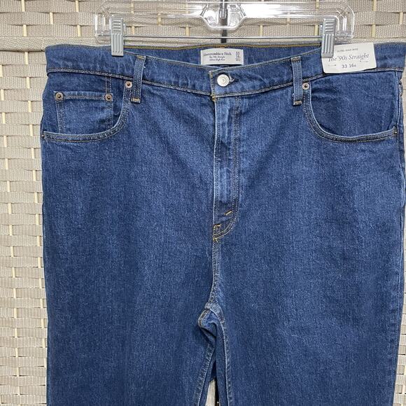 Abercrombie & Fitch The 90s Straight Women 16R Dark Blue Ultra High Rise NEW - Picture 3 of 10